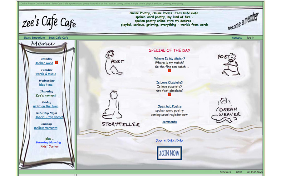Zee's Cafe Cafe - menu